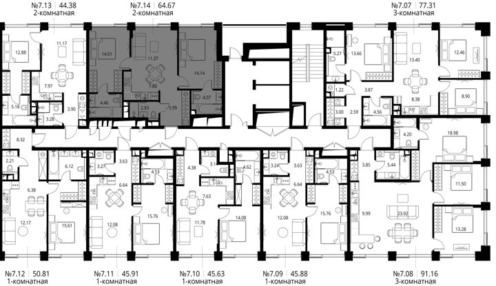 2-комнатная квартира, 64,7 м² — фото 2