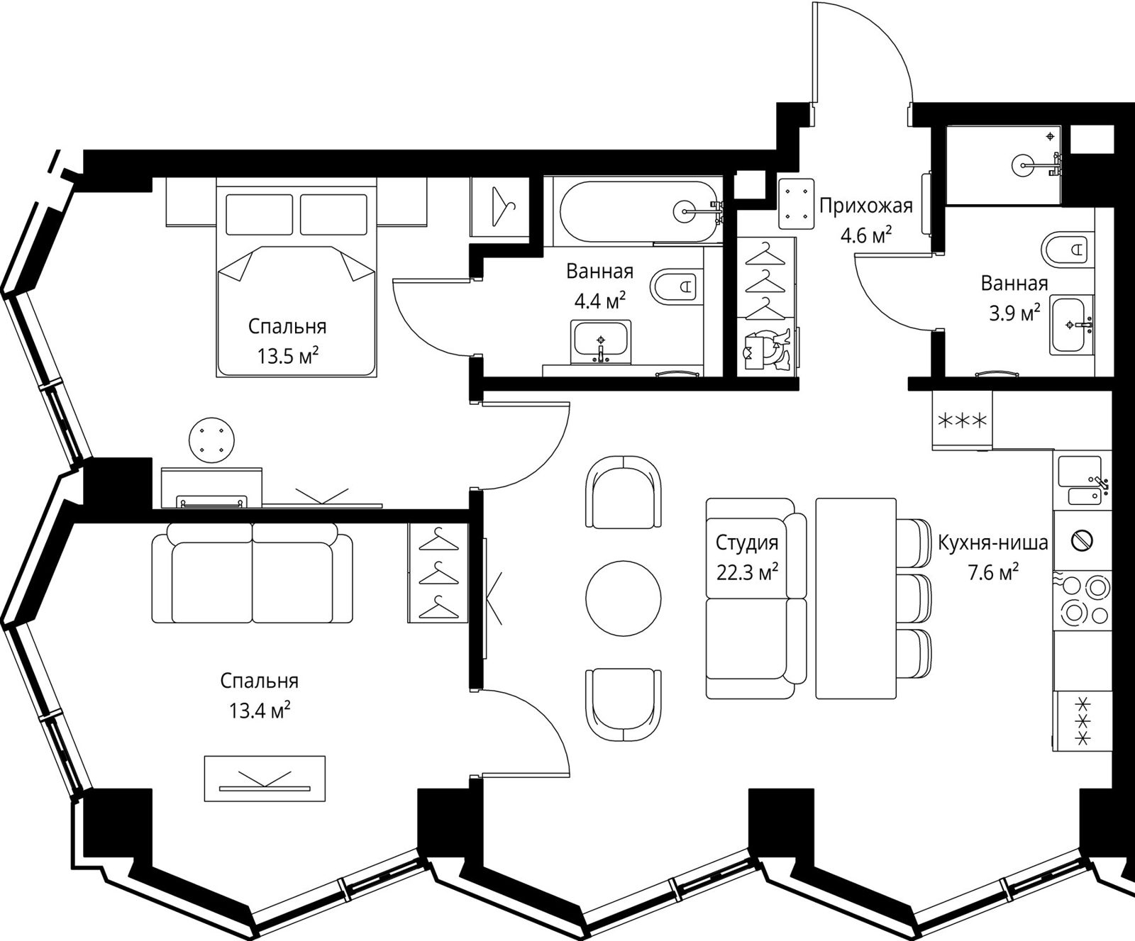 2-комнатная квартира, 69,7 м²
