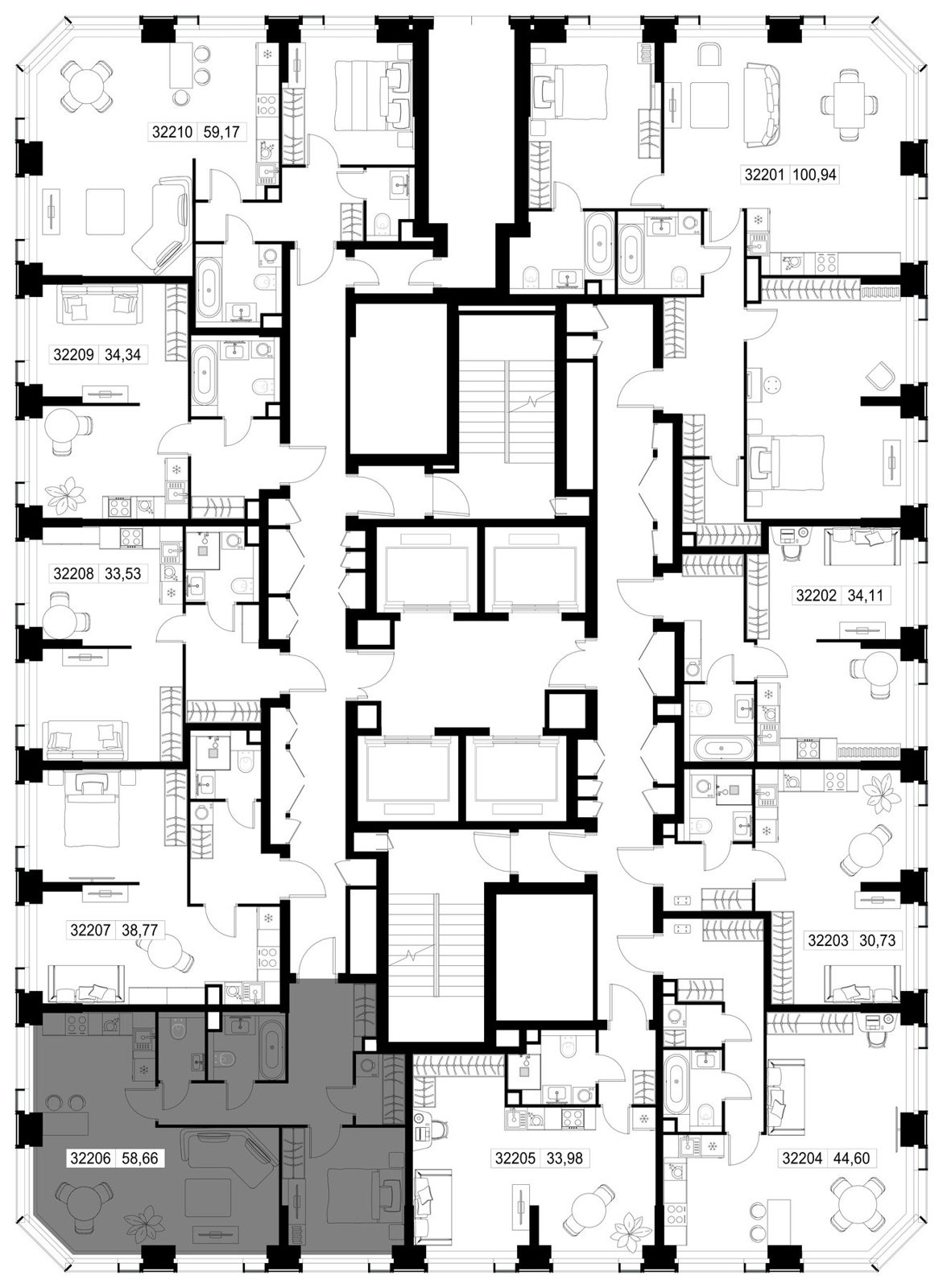 2-комнатная квартира, 58,7 м² — фото 3