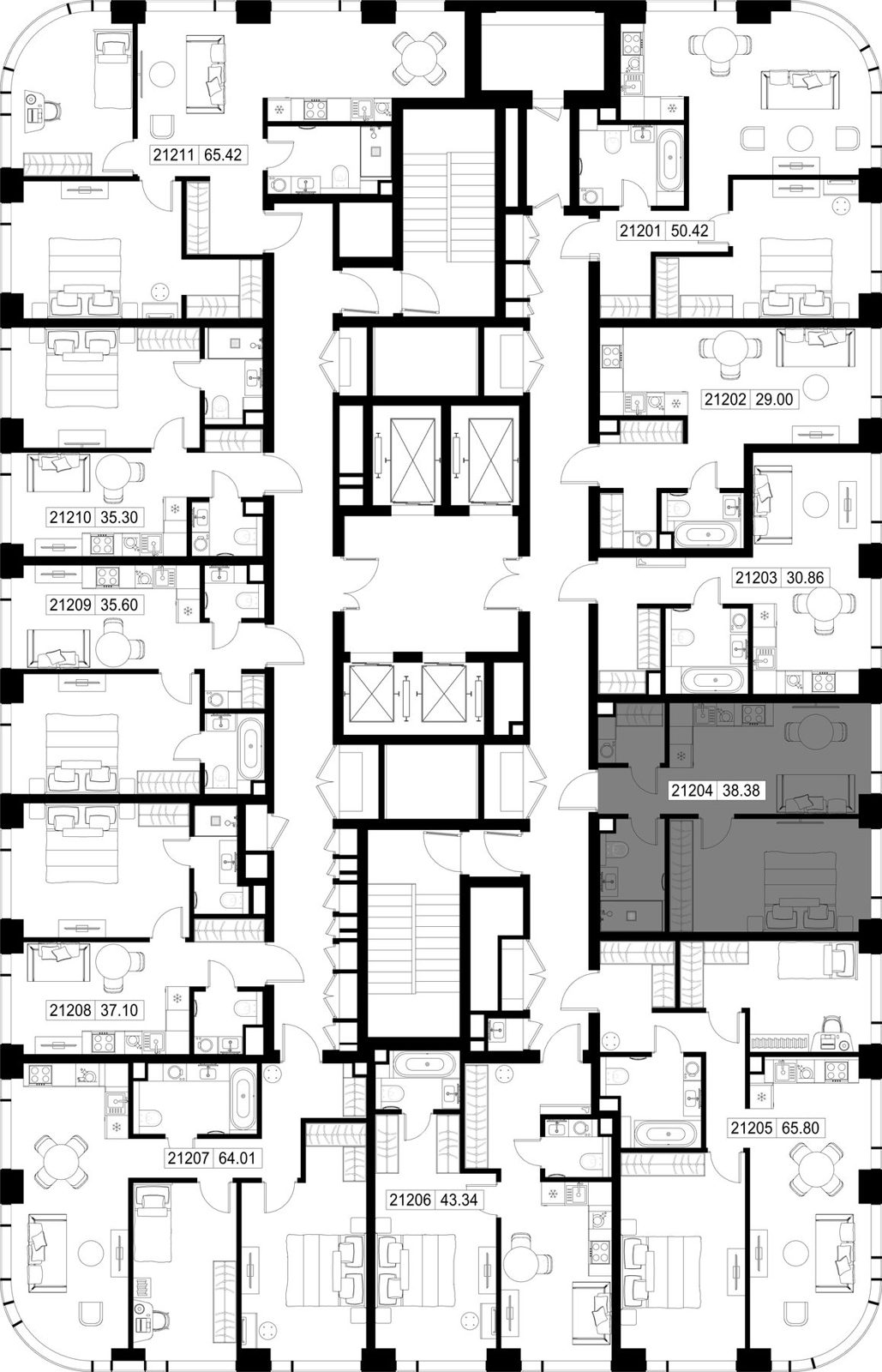 1-комнатная квартира, 38,4 м² — фото 2