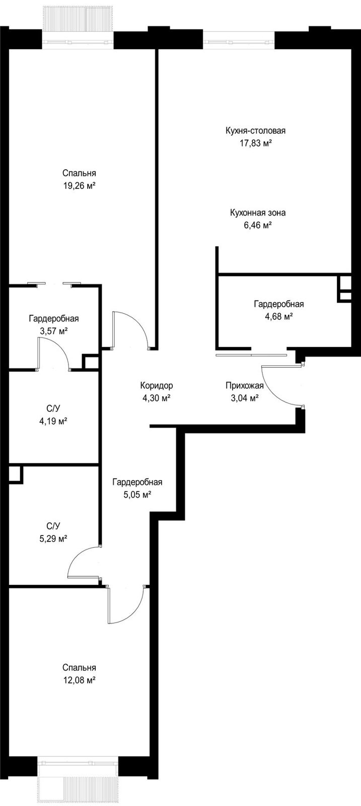 2-комнатная квартира, 85,8 м² — фото 2
