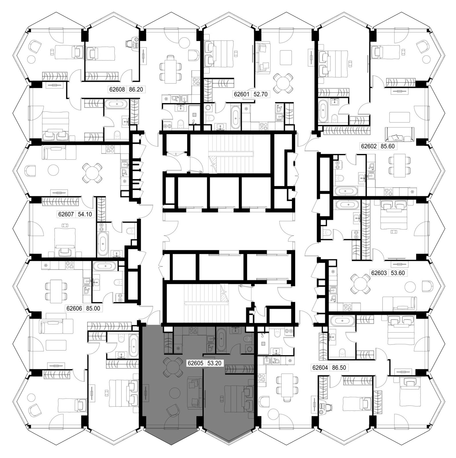 1-комнатная квартира, 53,2 м² — фото 2