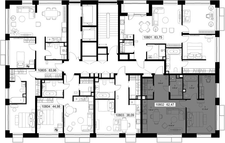 1-комнатная квартира, 62,5 м² — фото 2