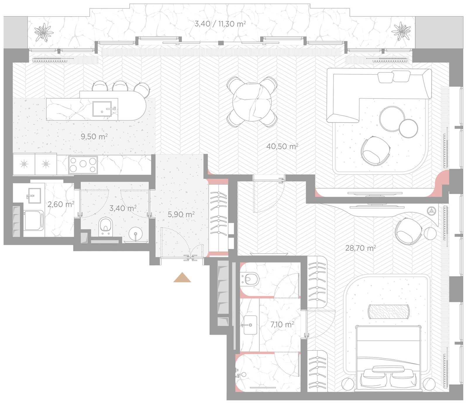 2-комнатная квартира, 101,1 м²