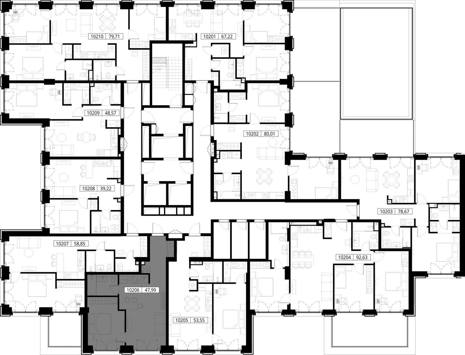 1-комнатная квартира, 48 м² — фото 2