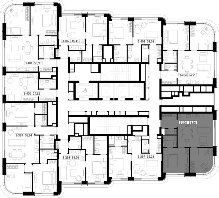 2-комнатная квартира, 54,5 м² — фото 2