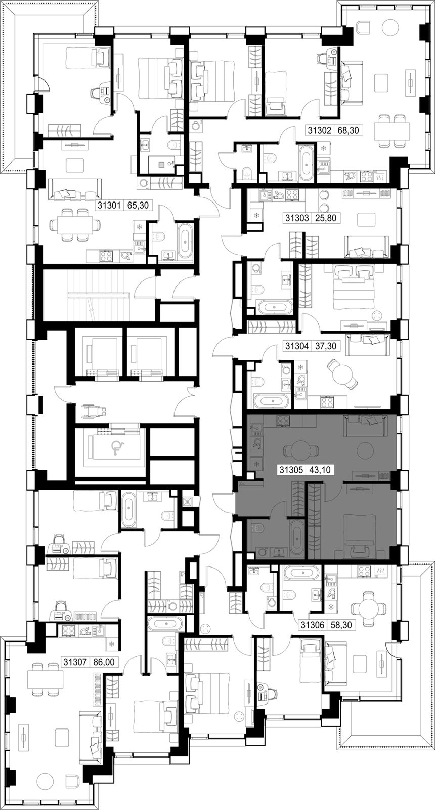 1-комнатная квартира, 43,1 м² — фото 2