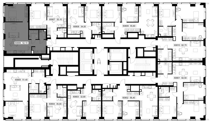 1-комнатная квартира, 52,1 м² — фото 2