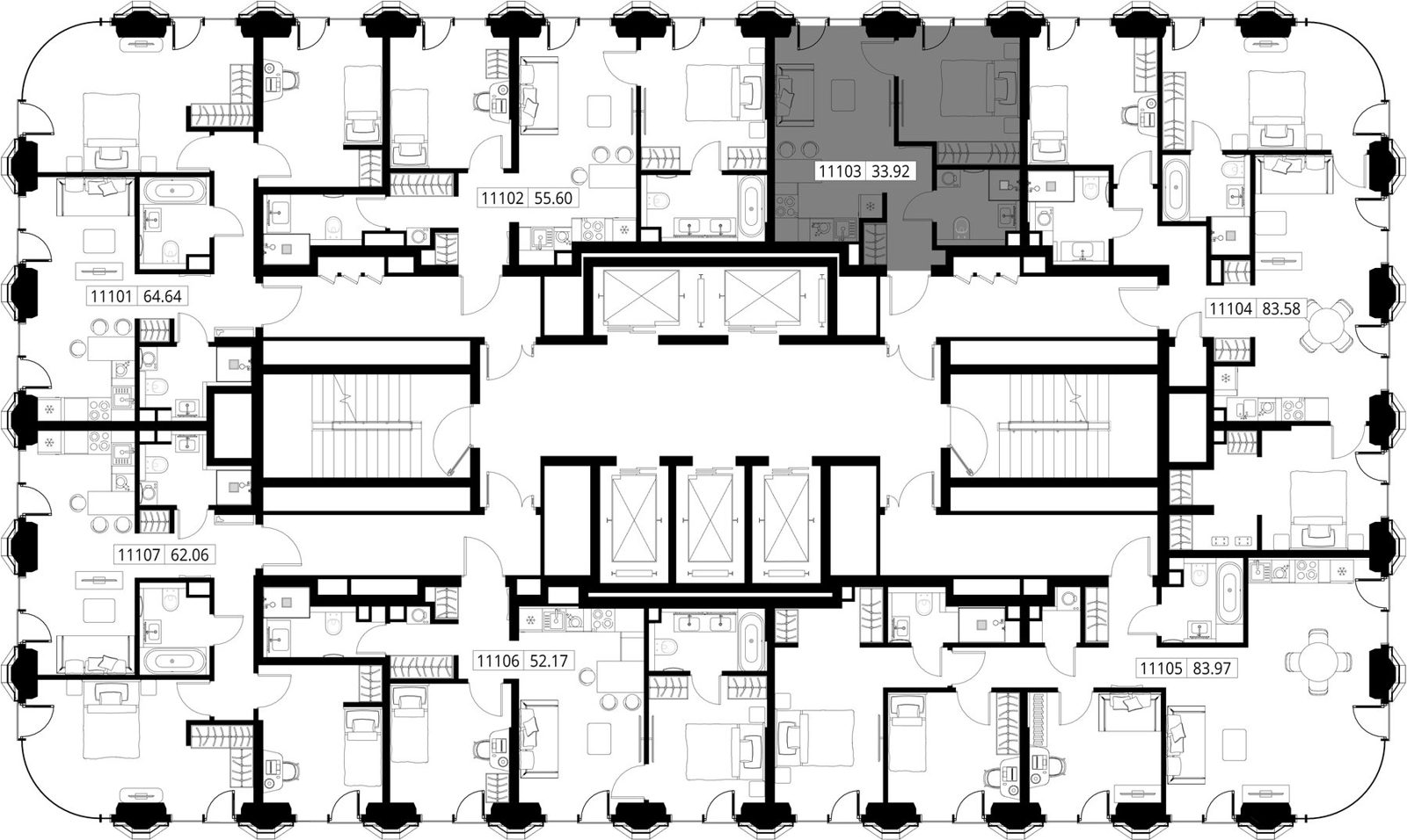 1-комнатная квартира, 33,9 м² — фото 2