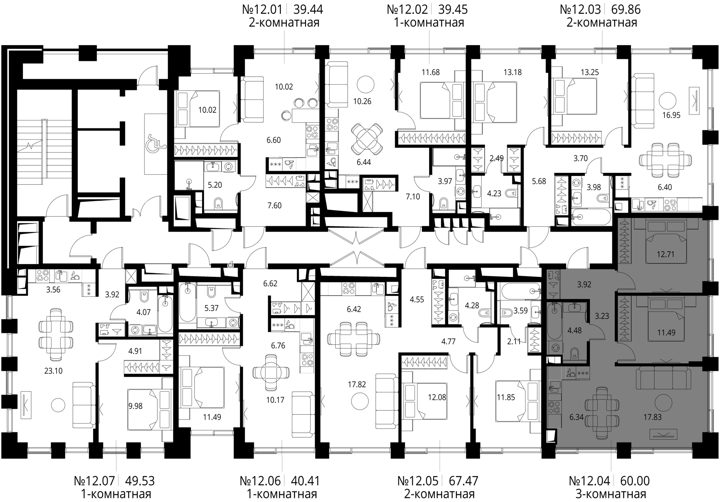 2-комнатная квартира, 60 м² — фото 2