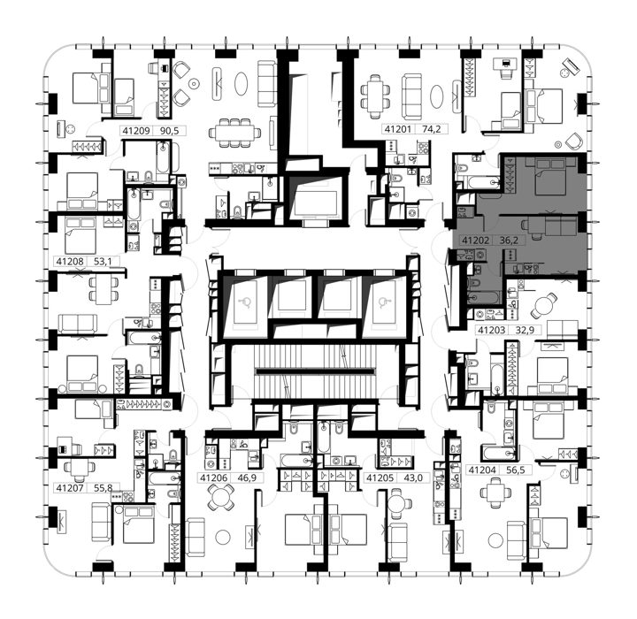1-комнатная квартира, 36,2 м² — фото 2