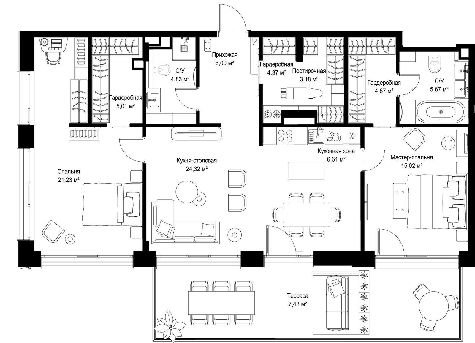 2-комнатная квартира, 108,5 м²
