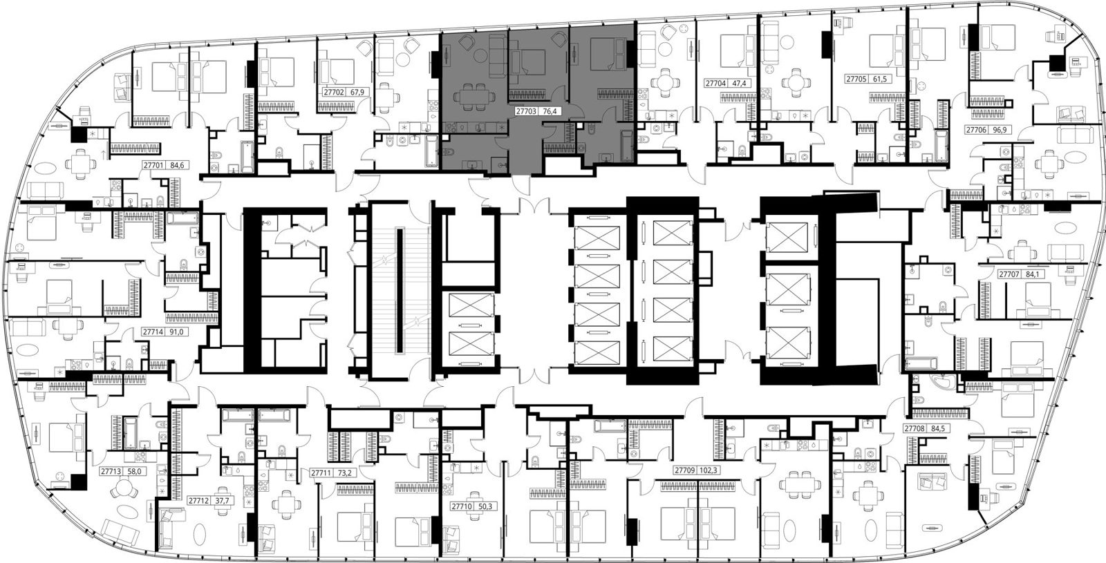 2-комнатная квартира, 76,4 м² — фото 2
