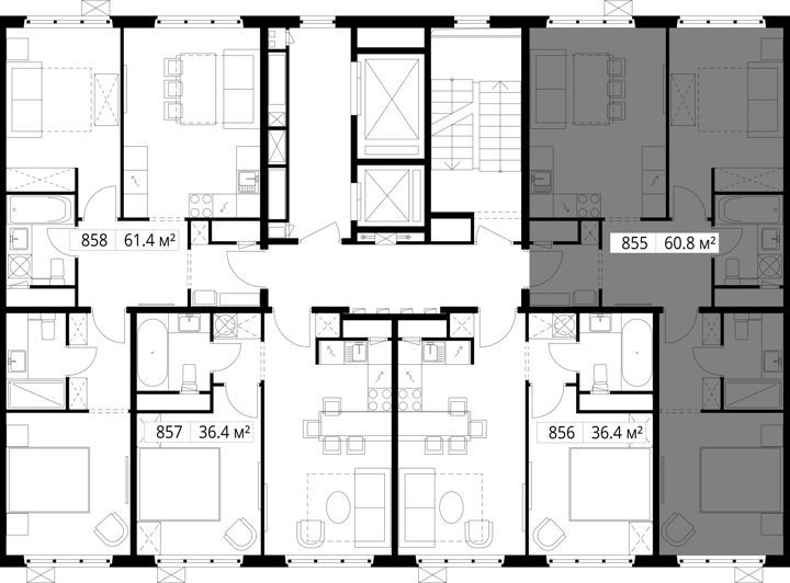 2-комнатная квартира, 60,8 м² — фото 2