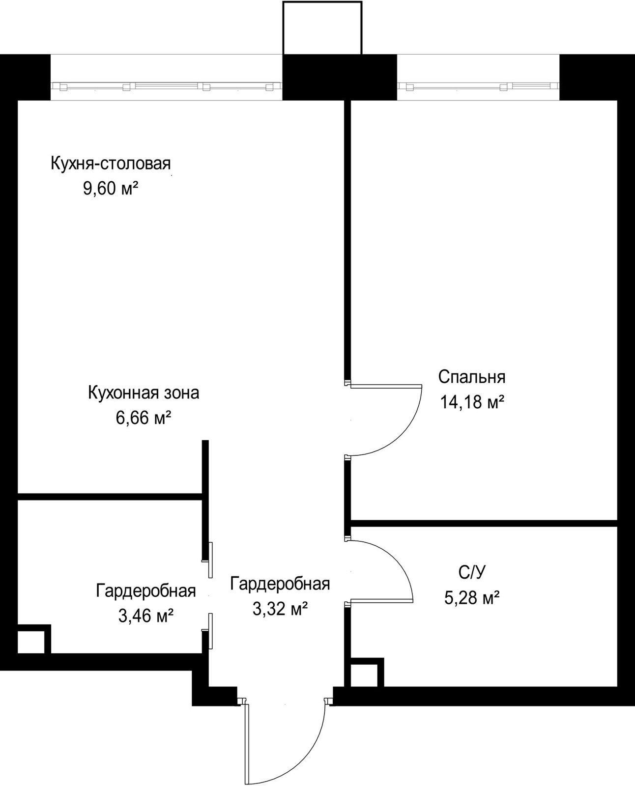 1-комнатная квартира, 42,5 м² — фото 2