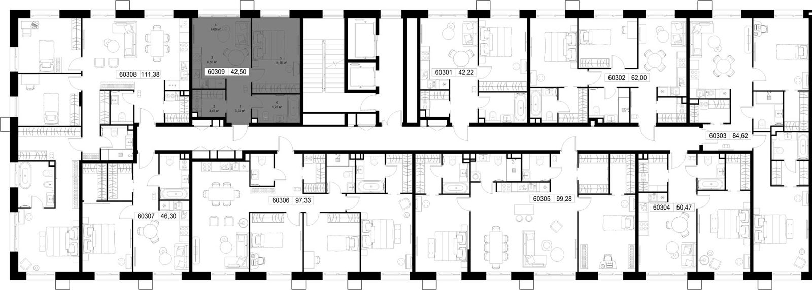1-комнатная квартира, 42,5 м² — фото 3