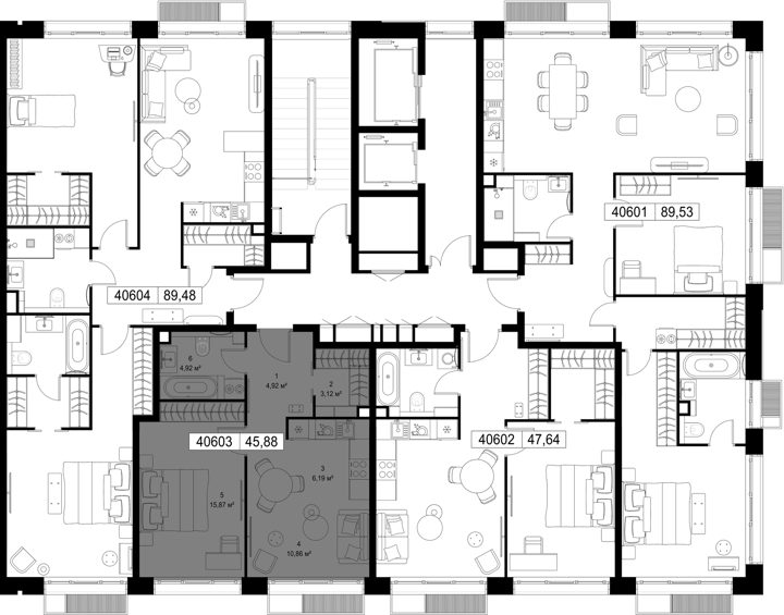 1-комнатная квартира, 45,9 м² — фото 3