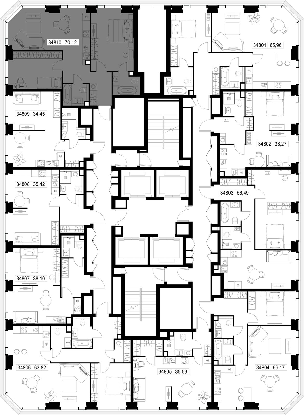 2-комнатная квартира, 70,1 м² — фото 2