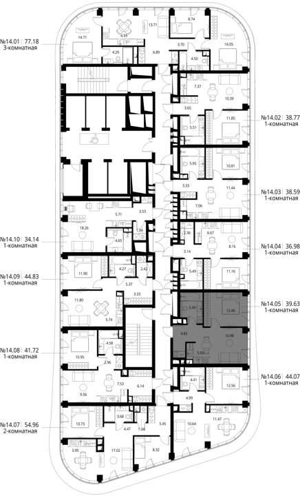 1-комнатная квартира, 39,6 м² — фото 2