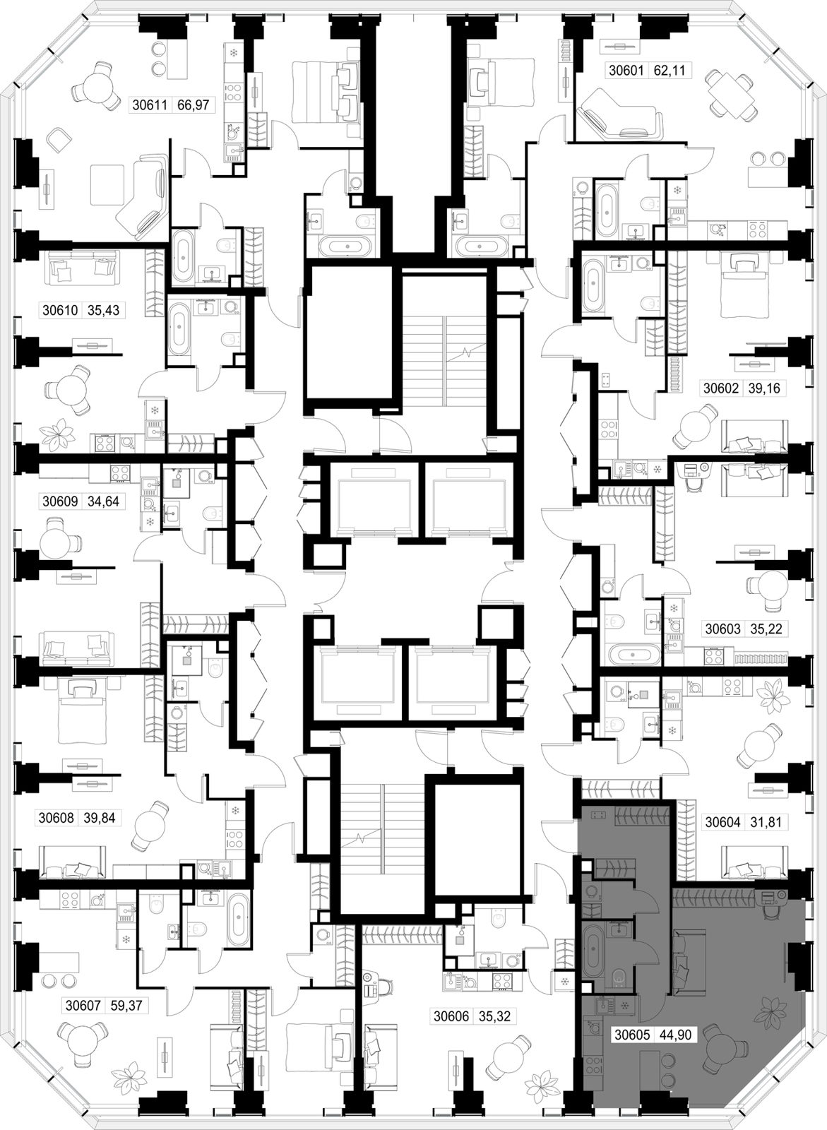 1-комнатная квартира, 44,9 м² — фото 3
