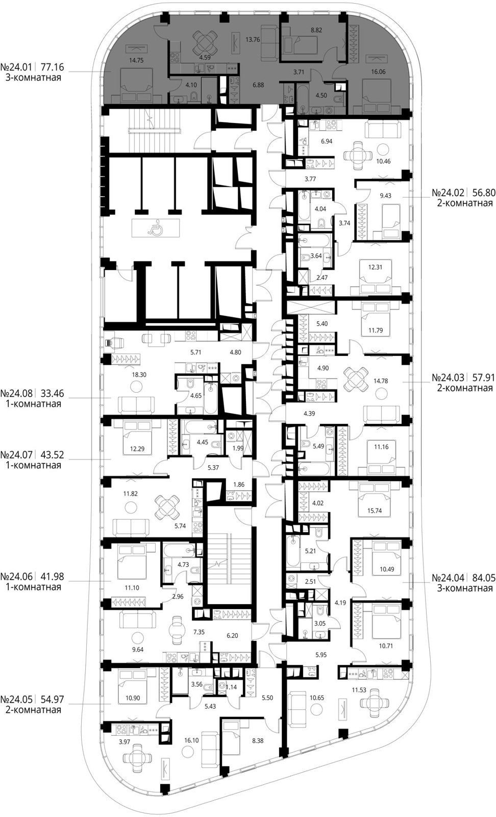 3-комнатная квартира, 77,2 м² — фото 2