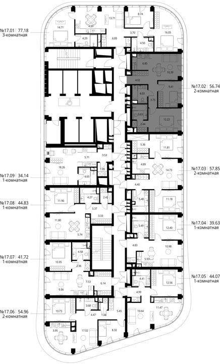 2-комнатная квартира, 56,7 м² — фото 2