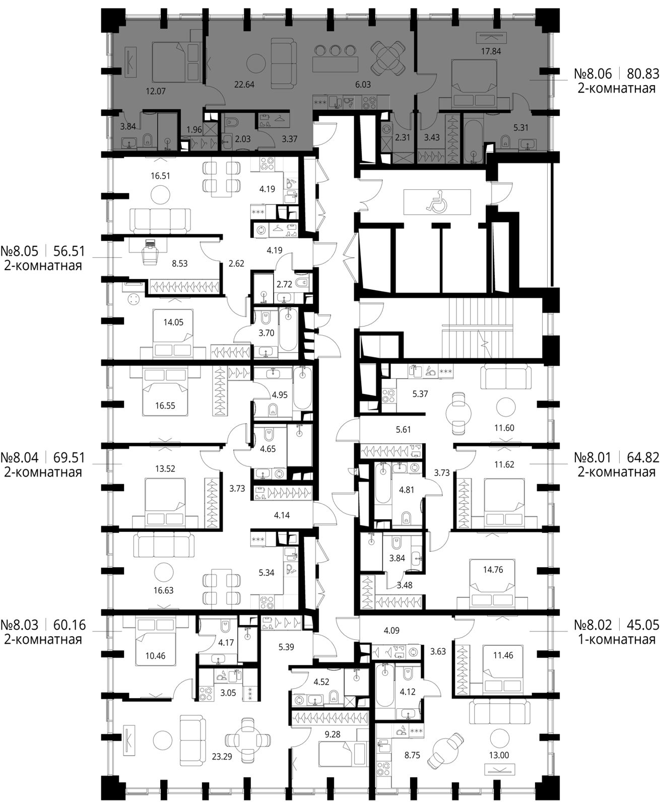 2-комнатная квартира, 80,8 м² — фото 2