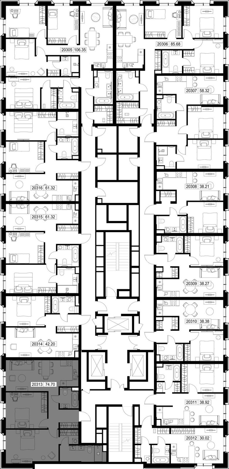 2-комнатная квартира, 74,7 м² — фото 2