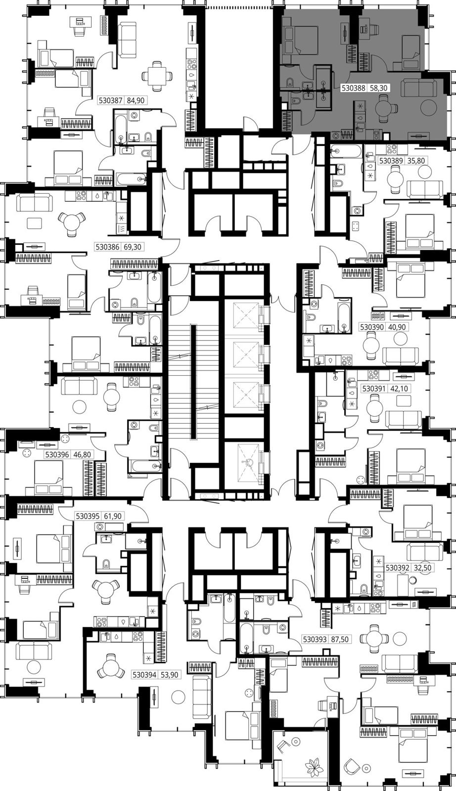 3-комнатная квартира, 58,3 м² — фото 2