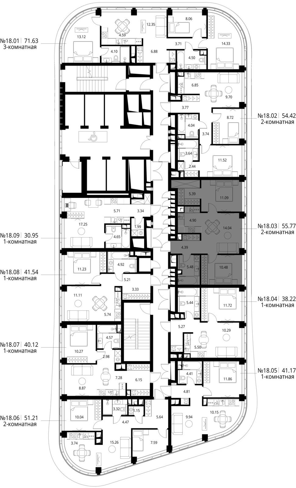 2-комнатная квартира, 55,8 м² — фото 2