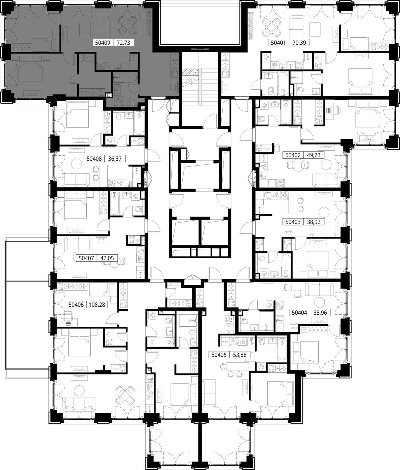 2-комнатная квартира, 72,7 м² — фото 2