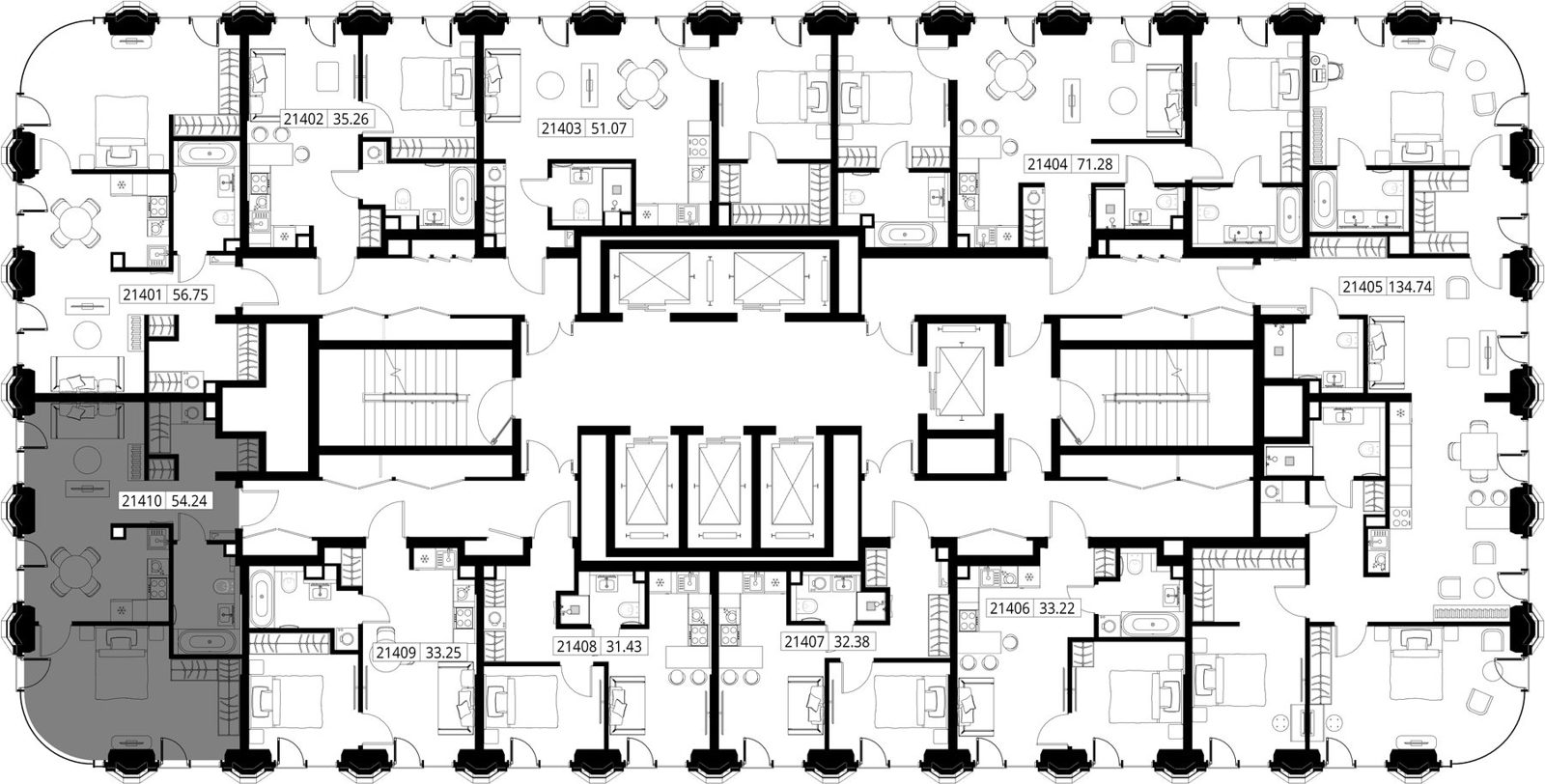 1-комнатная квартира, 53 м² — фото 2