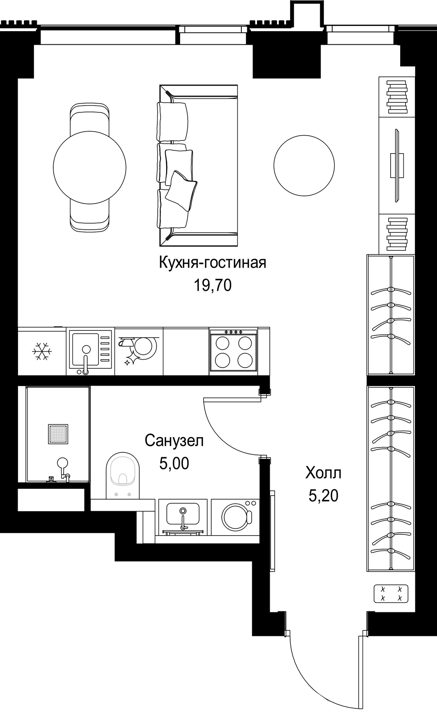 Квартира-студия, 29,9 м² — фото 1