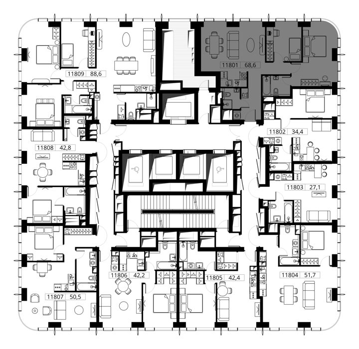 2-комнатная квартира, 68,6 м² — фото 2