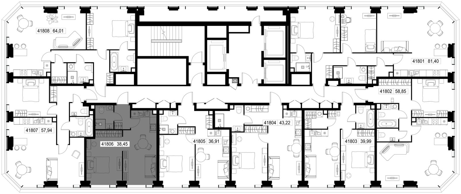 1-комнатная квартира, 38,5 м² — фото 3