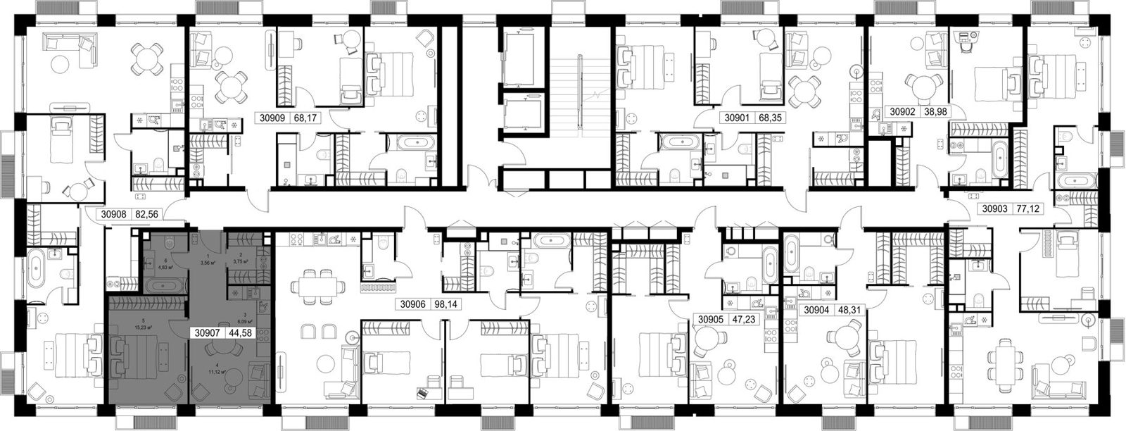 1-комнатная квартира, 44,6 м² — фото 3
