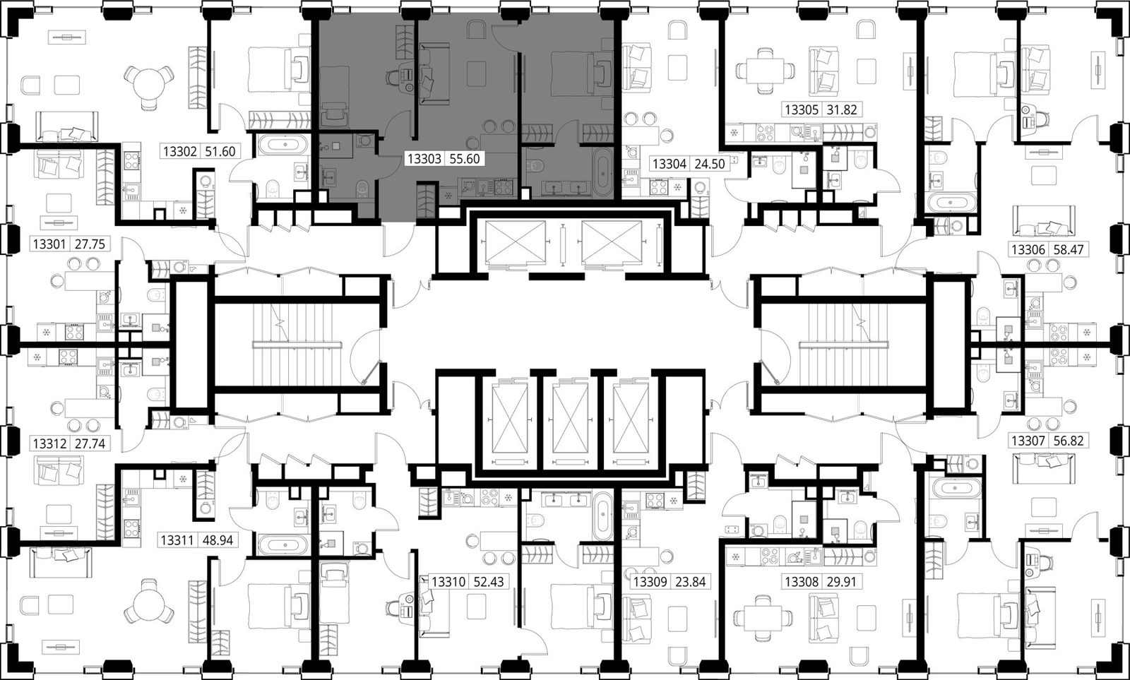 2-комнатная квартира, 55,6 м² — фото 2
