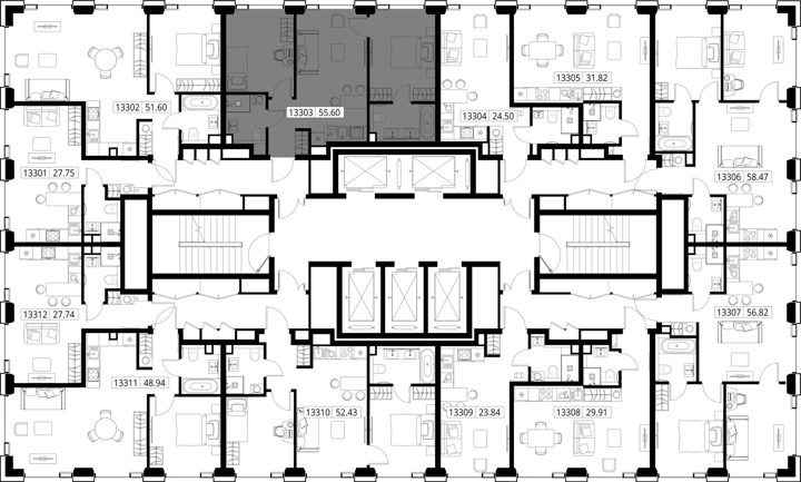 2-комнатная квартира, 55,6 м² — фото 2