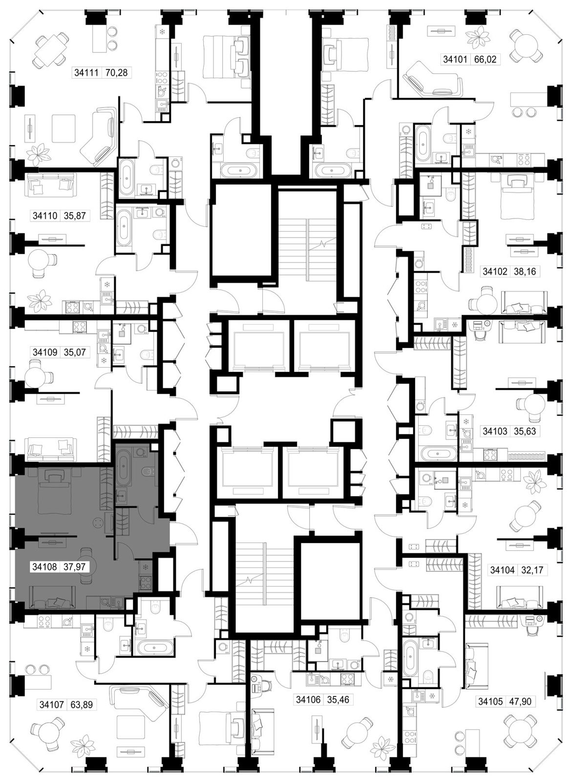 1-комнатная квартира, 38 м² — фото 3