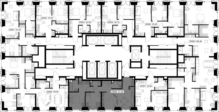 2-комнатная квартира, 67,4 м² — фото 2