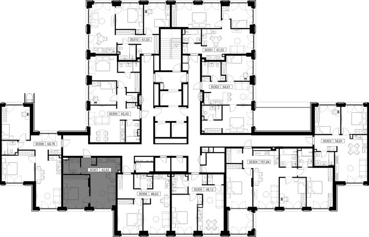 1-комнатная квартира, 42,8 м² — фото 2