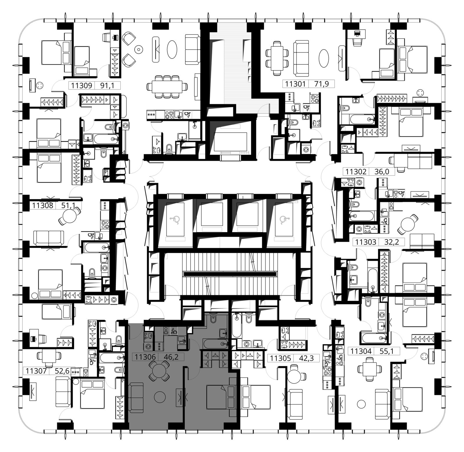 1-комнатная квартира, 46,2 м² — фото 2