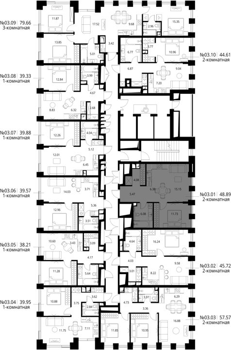 1-комнатная квартира, 48,9 м² — фото 2