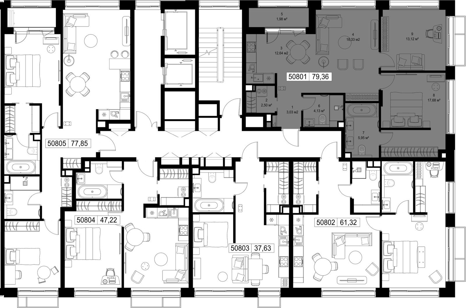 2-комнатная квартира, 79,4 м² — фото 2