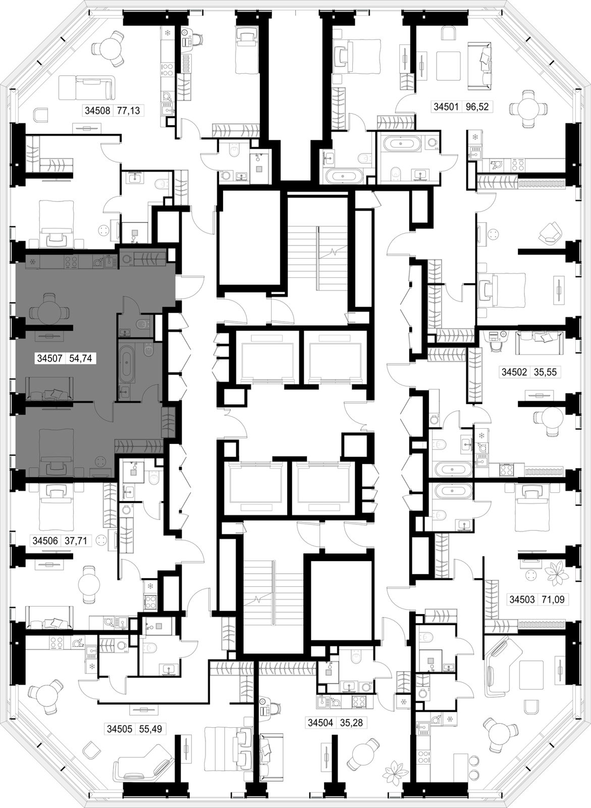 1-комнатная квартира, 54,7 м² — фото 2