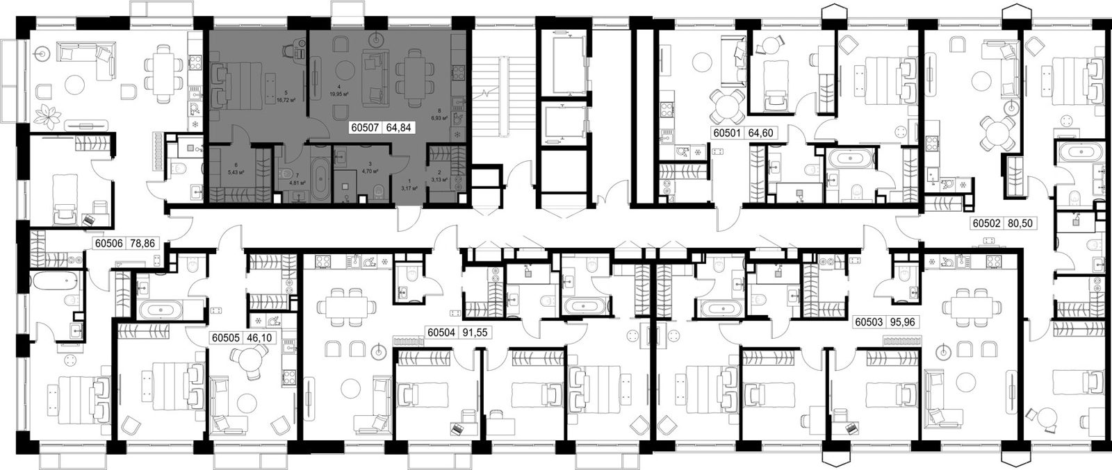 1-комнатная квартира, 64,8 м² — фото 2