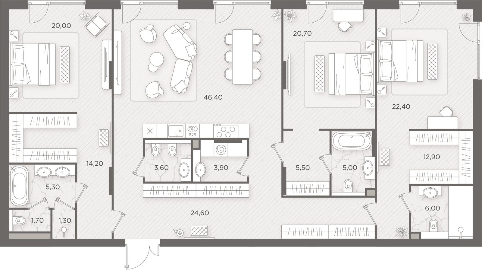 3-комнатная квартира, 193,5 м²