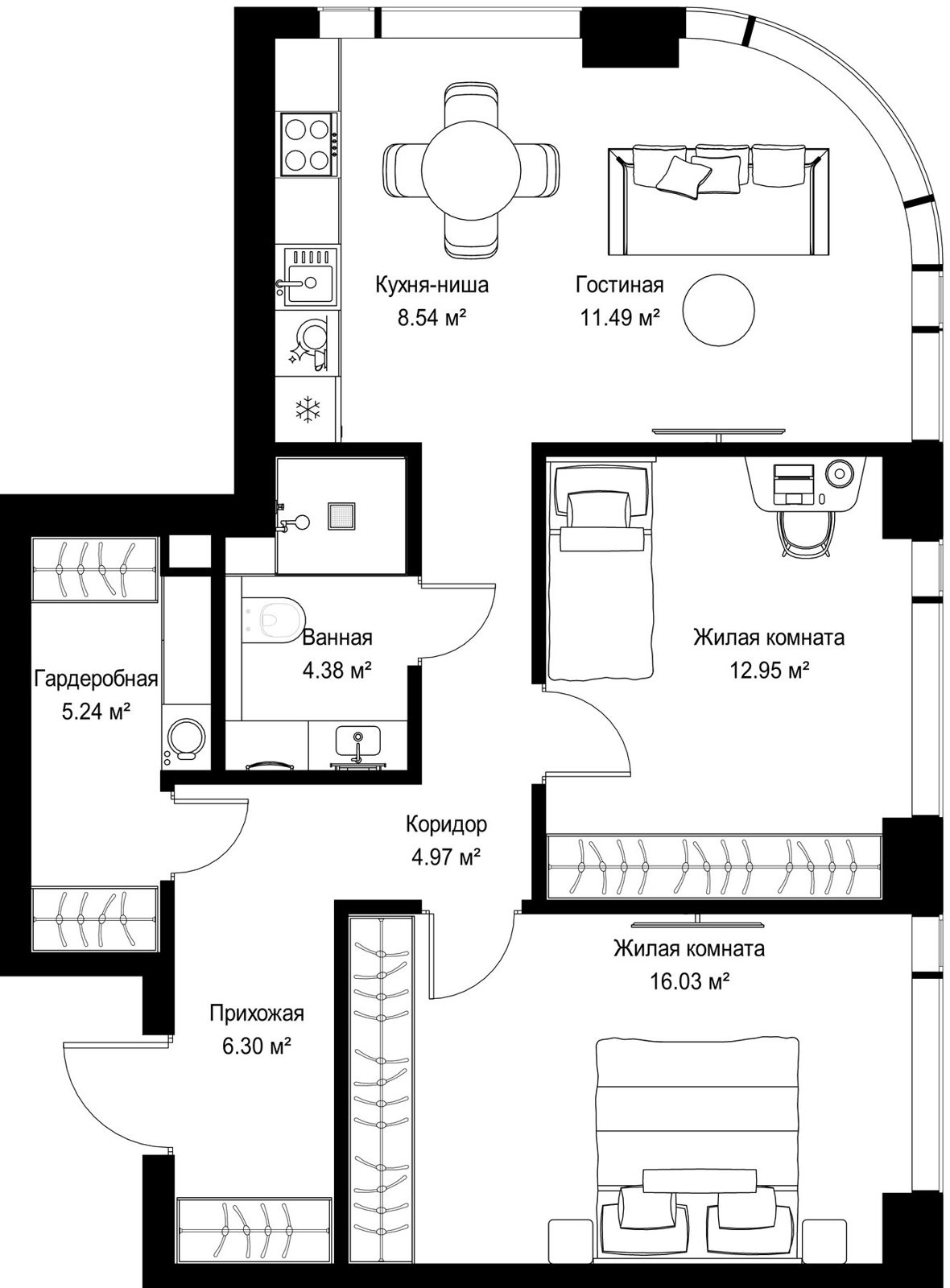 2-комнатная квартира, 69,9 м²