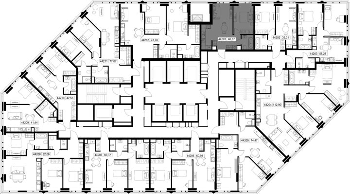 1-комнатная квартира, 40,7 м² — фото 2