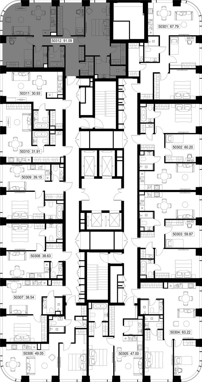 3-комнатная квартира, 91,1 м² — фото 2